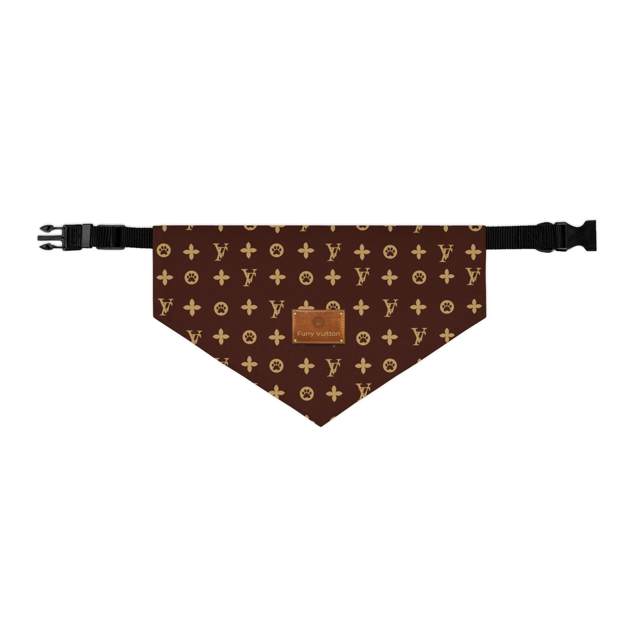 Furry Vuitton Faux-Designer Pet Bandana Collar