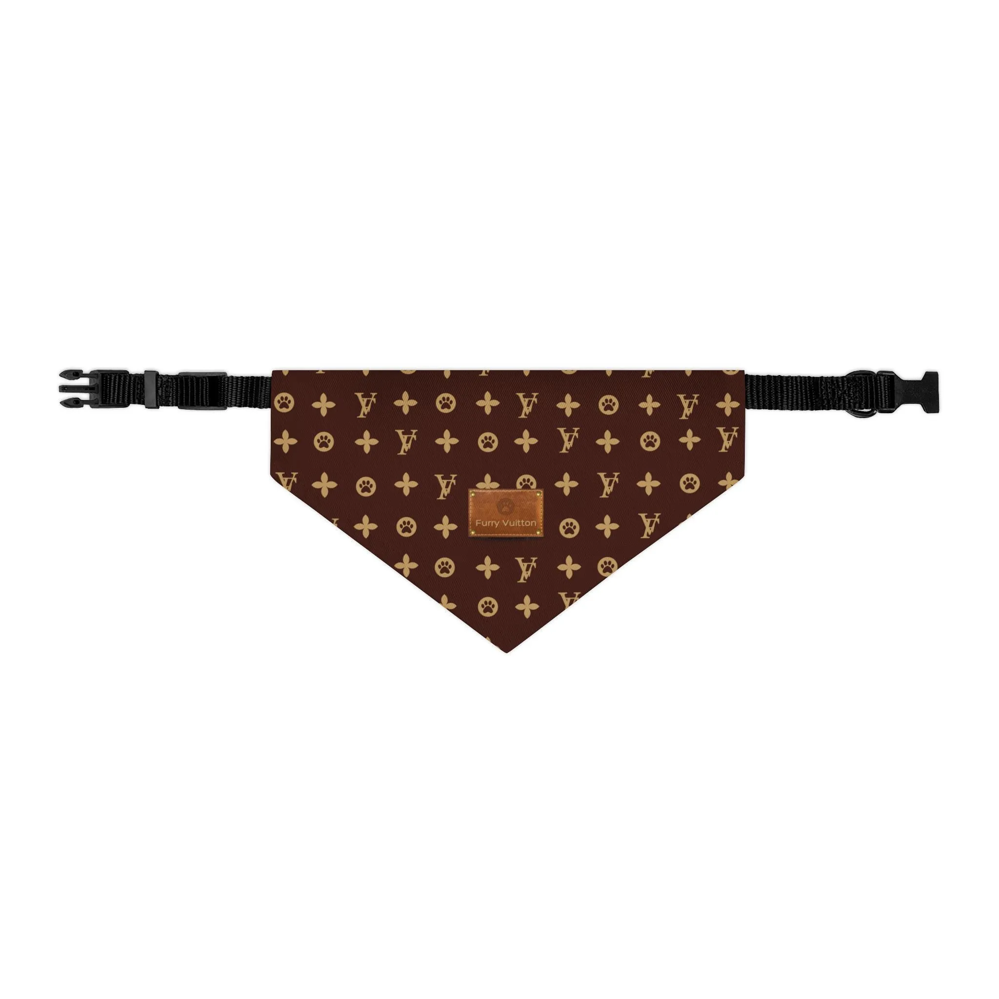 Furry Vuitton Faux-Designer Pet Bandana Collar