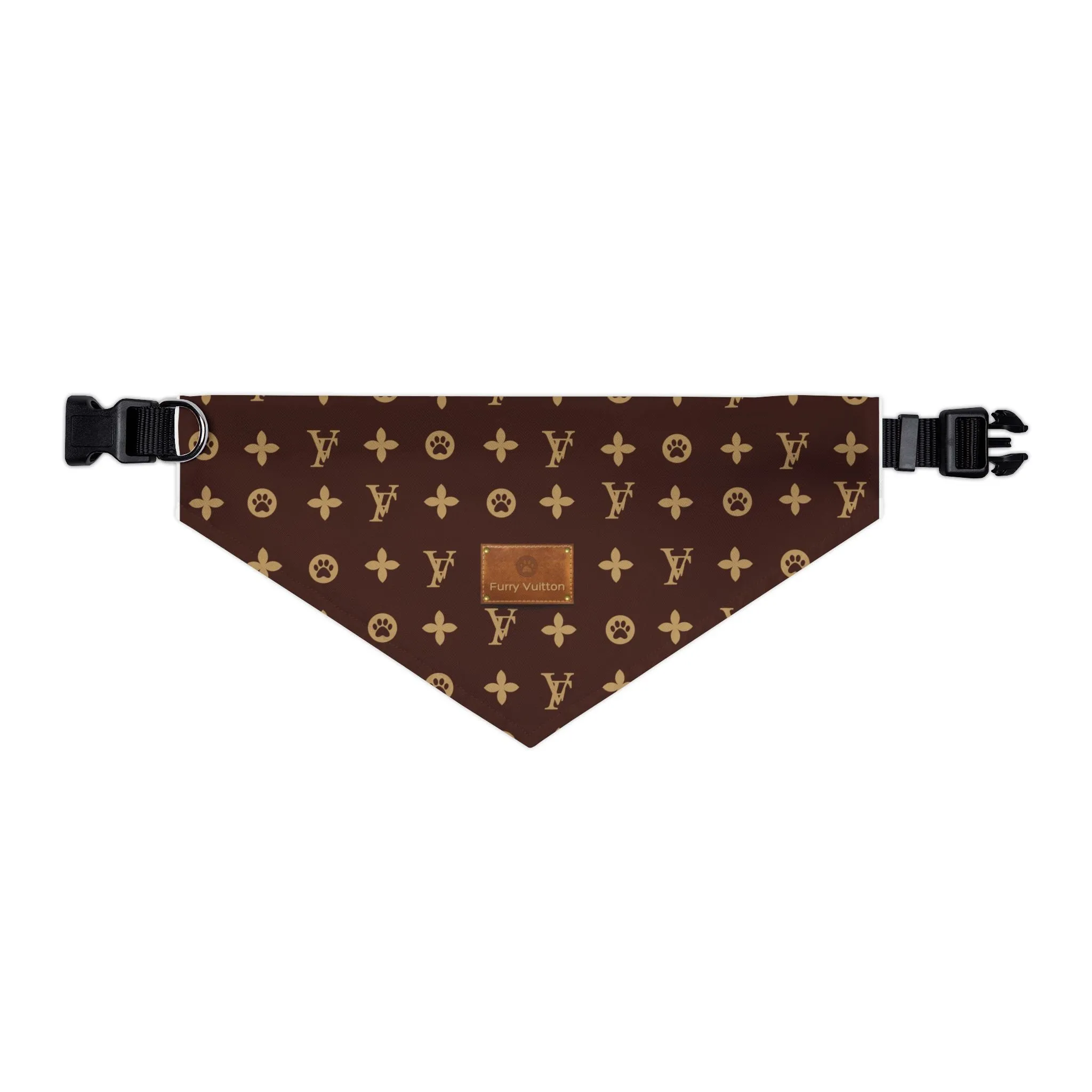 Furry Vuitton Faux-Designer Pet Bandana Collar