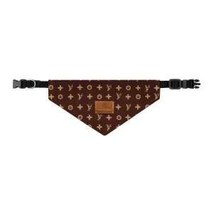 Furry Vuitton Faux-Designer Pet Bandana Collar