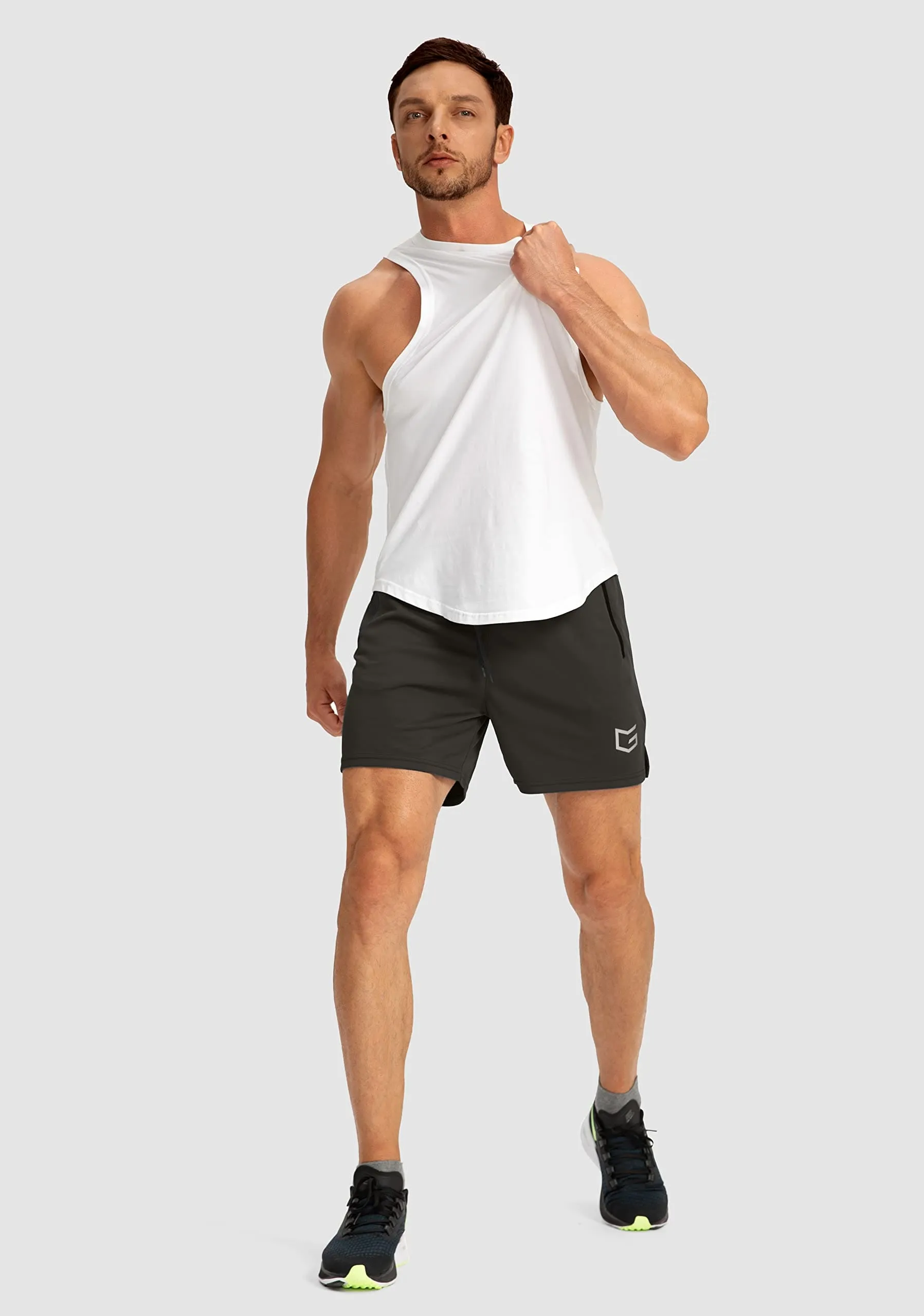 G Gradual Men's Running Shorts with Zipper Pockets Quick Dry Gym Athletic Workout 5" Shorts for Men (Olive Green)