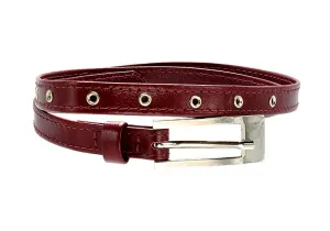 Genuine burgundy Leather half inch adjustable belt