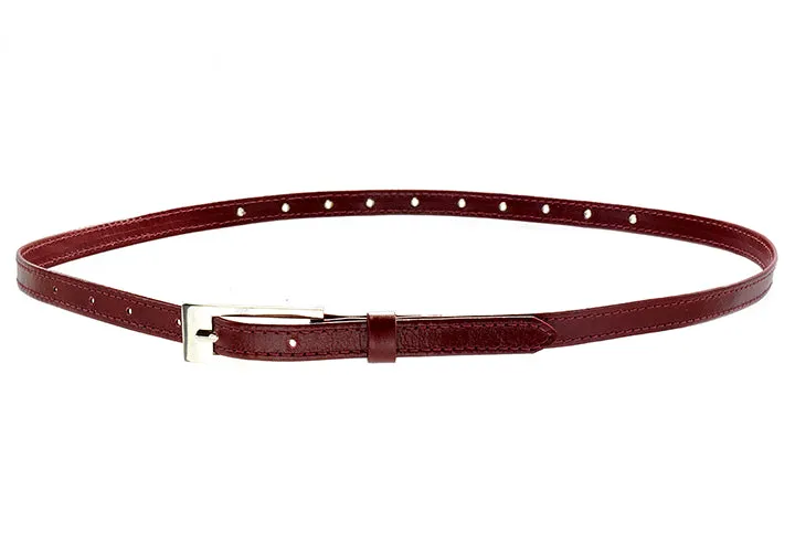 Genuine burgundy Leather half inch adjustable belt