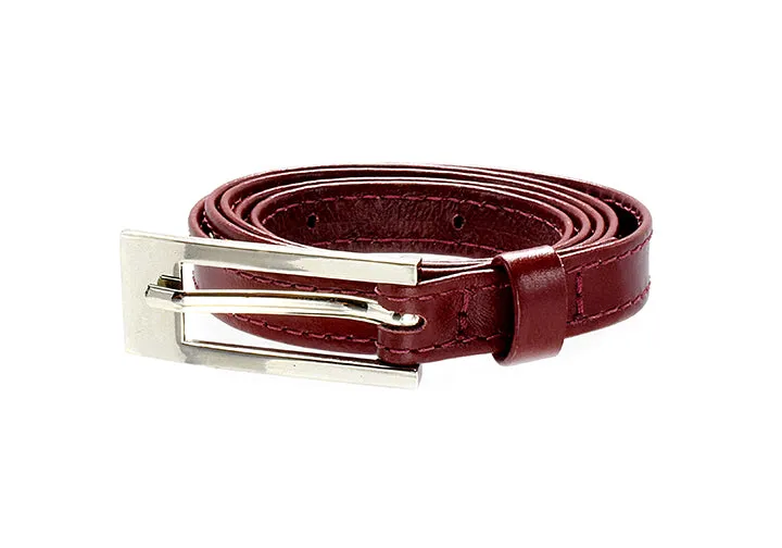 Genuine burgundy Leather half inch adjustable belt