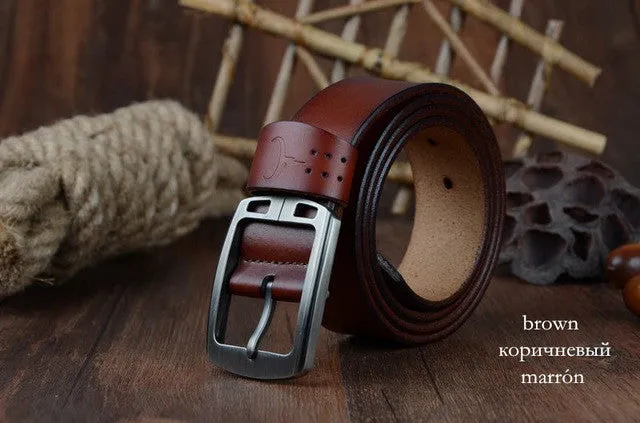Genuine Cowhide Leather Belts For Men - Brown,Coffee,Black
