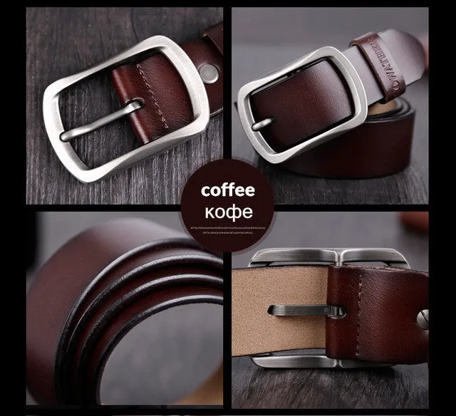 Genuine Cowhide Leather Belts For Men - Brown,Coffee,Black