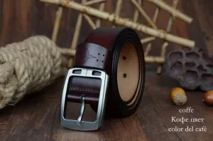 Genuine Cowhide Leather Belts For Men - Brown,Coffee,Black