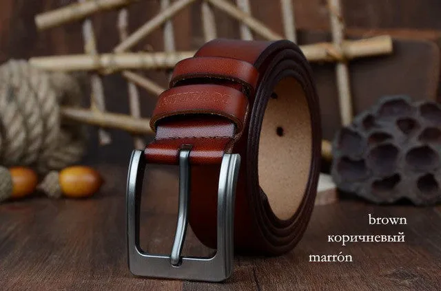 Genuine Cowhide Leather Belts For Men - Brown,Coffee,Black