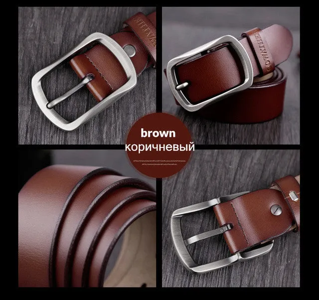 Genuine Cowhide Leather Belts For Men - Brown,Coffee,Black