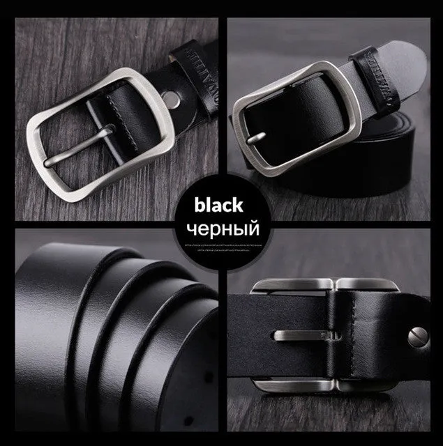 Genuine Cowhide Leather Belts For Men - Brown,Coffee,Black