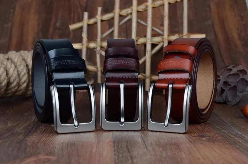 Genuine Cowhide Leather Belts For Men - Brown,Coffee,Black