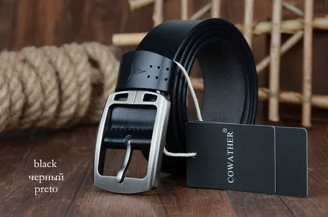 Genuine Cowhide Leather Belts For Men - Brown,Coffee,Black