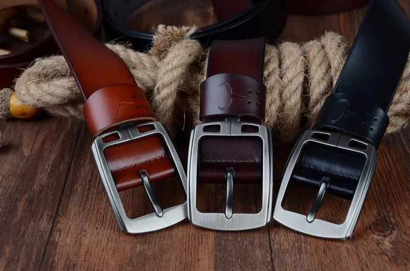 Genuine Cowhide Leather Belts For Men - Brown,Coffee,Black