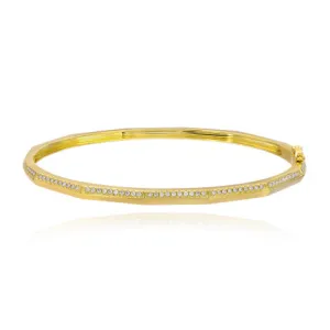 Geometric Pave Line Gold Bangle