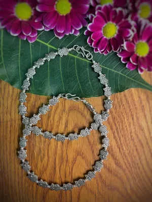 German Oxidised Silver Anklets Elephant With Silver beads Payal Silver Plating Paijan Foot Jewellery