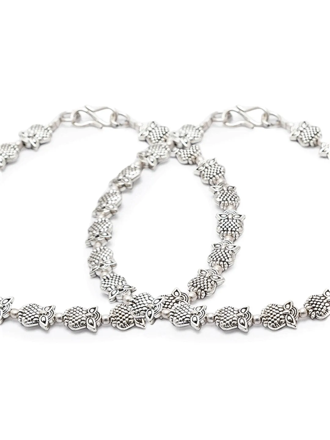 German Oxidised Silver Anklets Elephant With Silver beads Payal Silver Plating Paijan Foot Jewellery