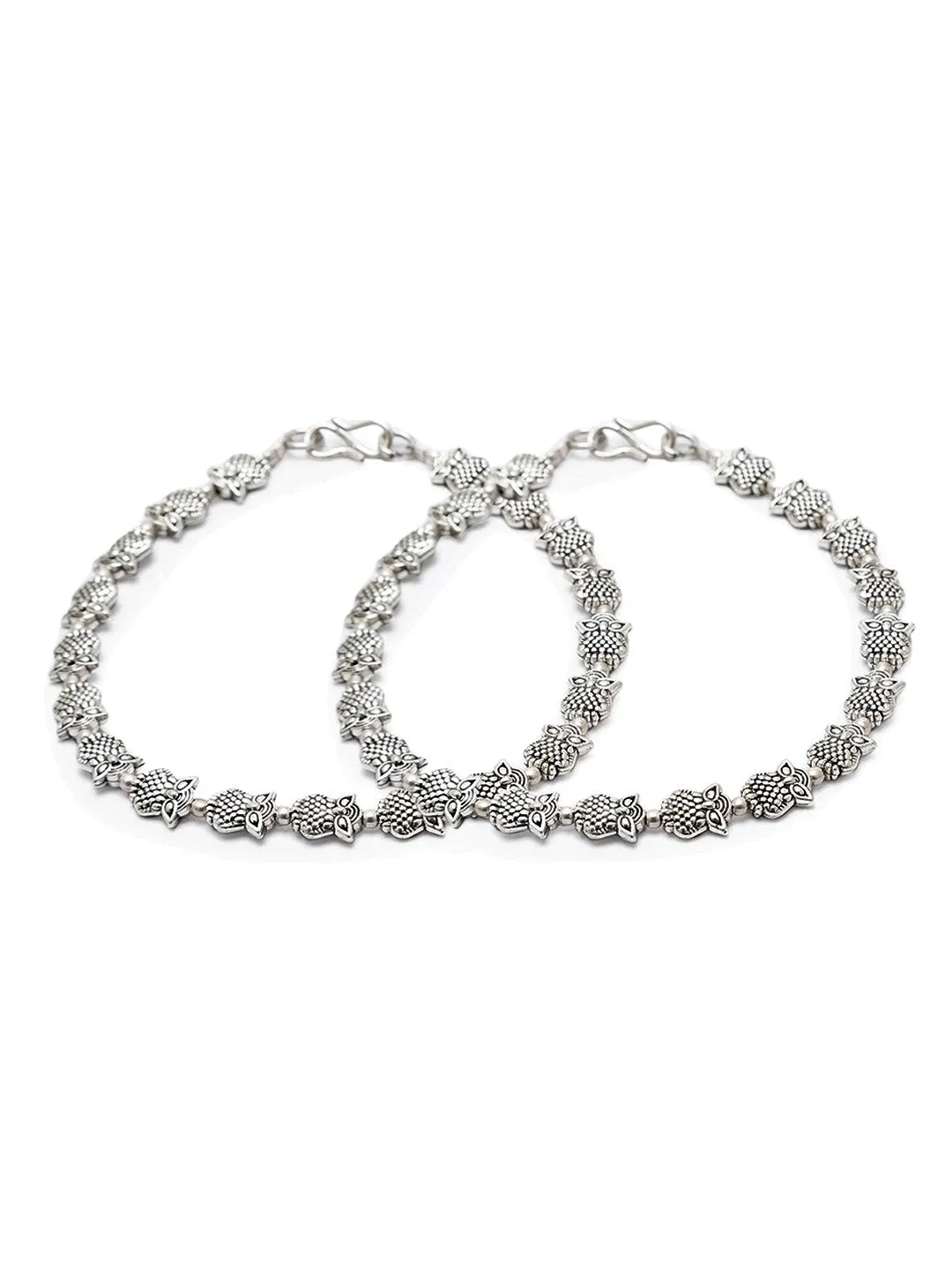 German Oxidised Silver Anklets Elephant With Silver beads Payal Silver Plating Paijan Foot Jewellery