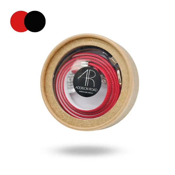 Gift Box | Women's Black & Red Skinny Leather Belt Gift Set
