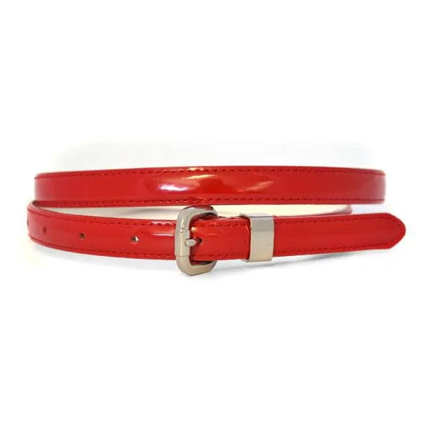 Gift Box | Women's Grey & Red Skinny Leather Belt Gift Set