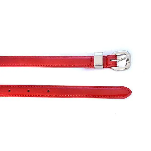Gift Box | Women's Grey & Red Skinny Leather Belt Gift Set