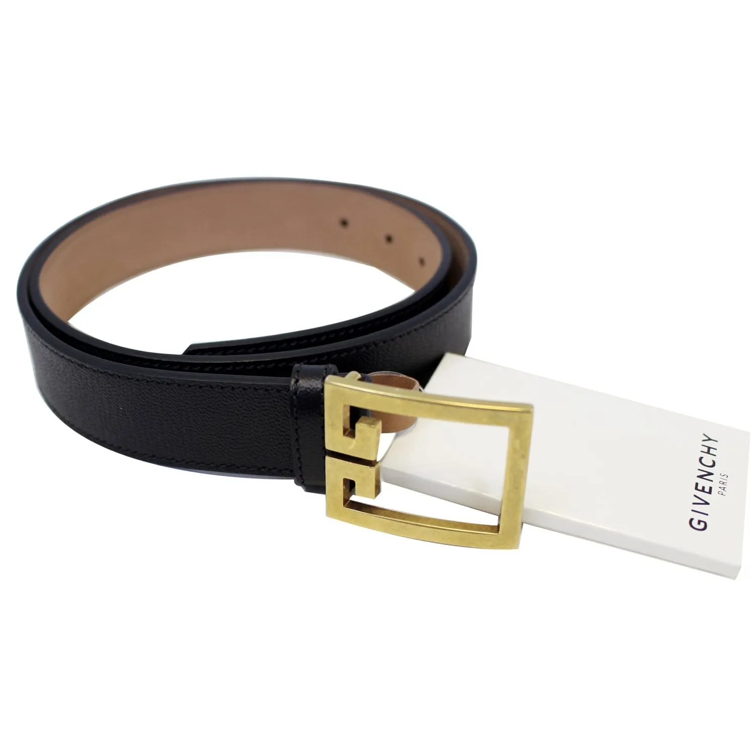 GIVENCHY Double G Logo Buckle Belt Black Size 38