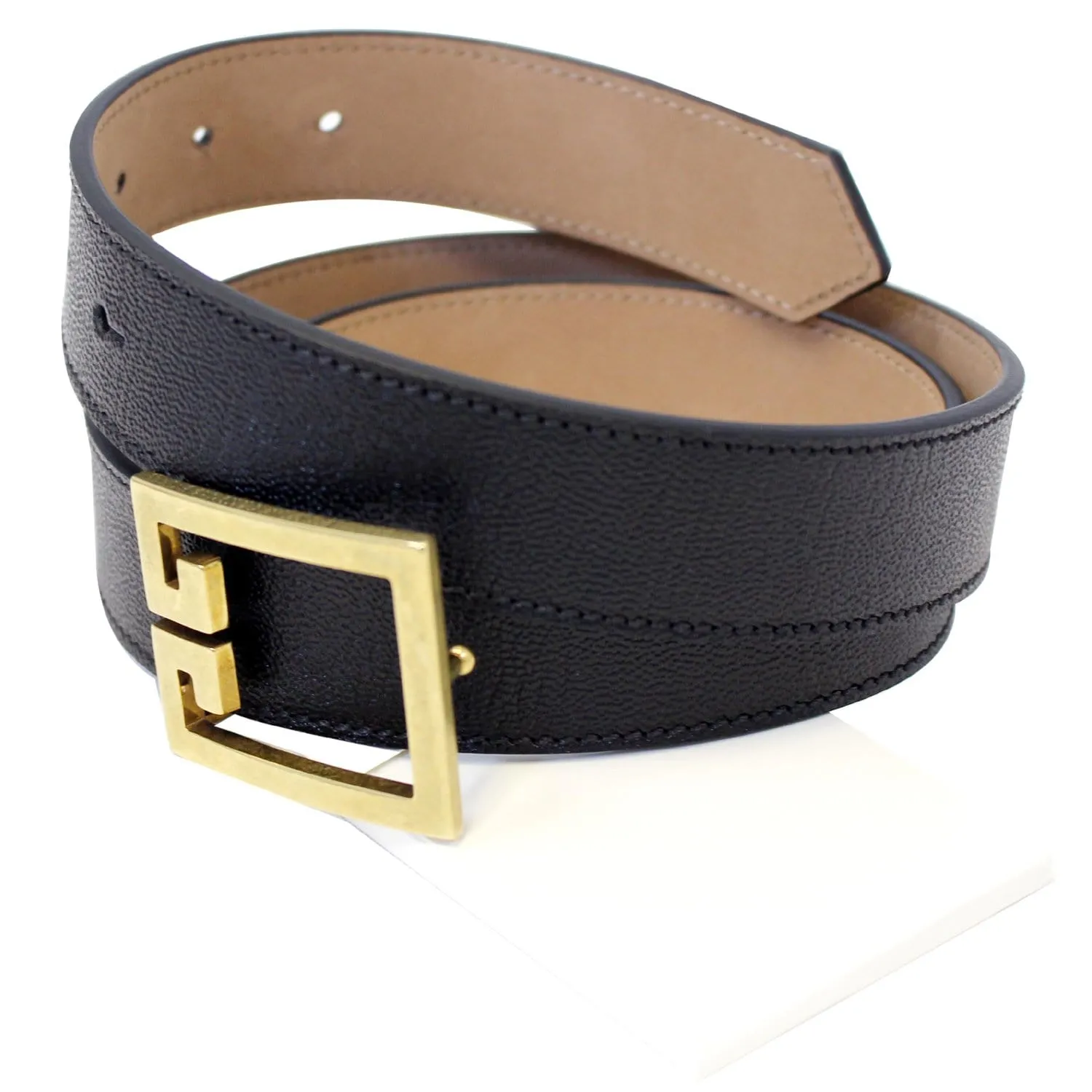 GIVENCHY Double G Logo Buckle Belt Black Size 38