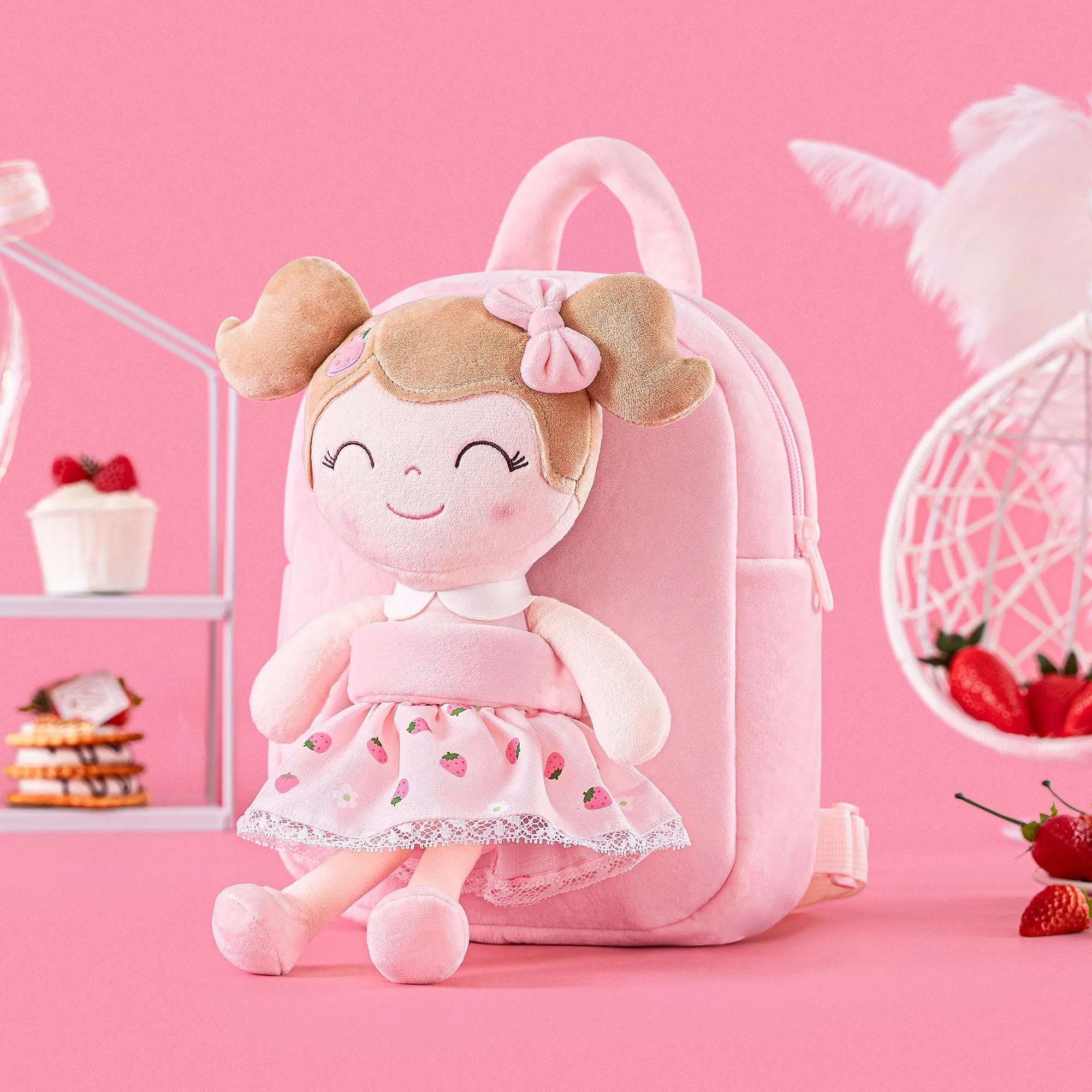Gloveleya 9-inch Personalized Fruit Dolls Backpacks Strawberry
