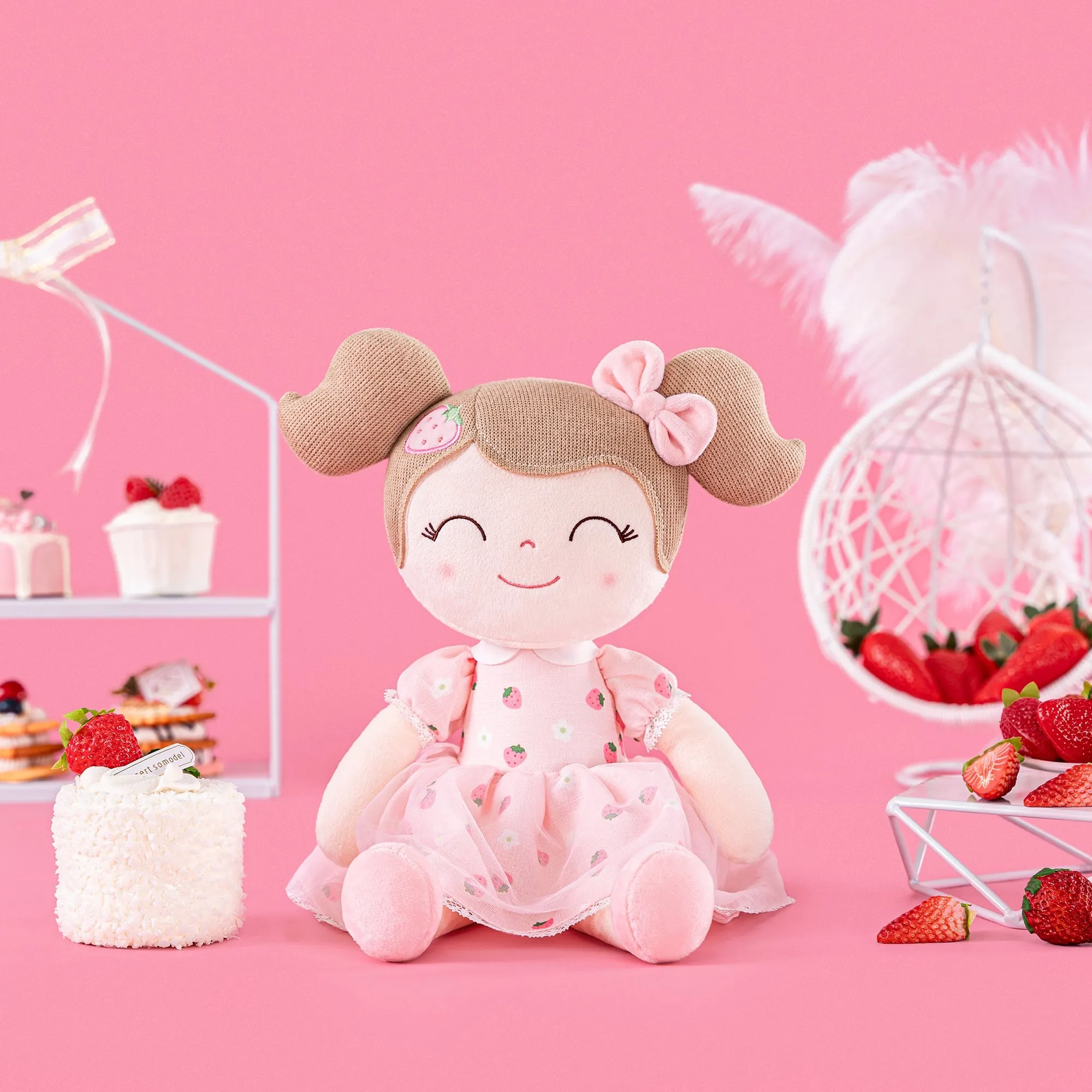 Gloveleya 9-inch Personalized Fruit Dolls Backpacks Strawberry
