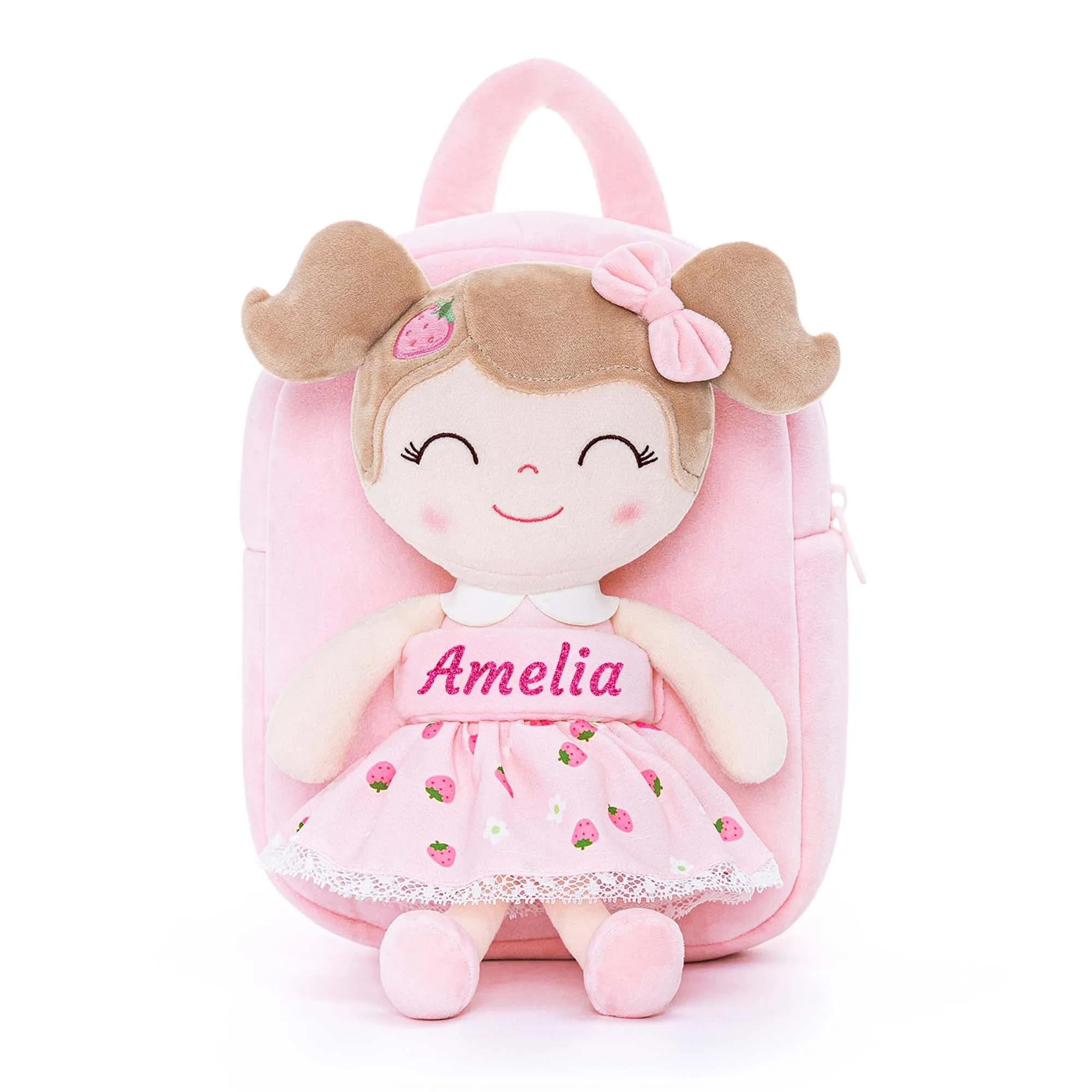 Gloveleya 9-inch Personalized Fruit Dolls Backpacks Strawberry