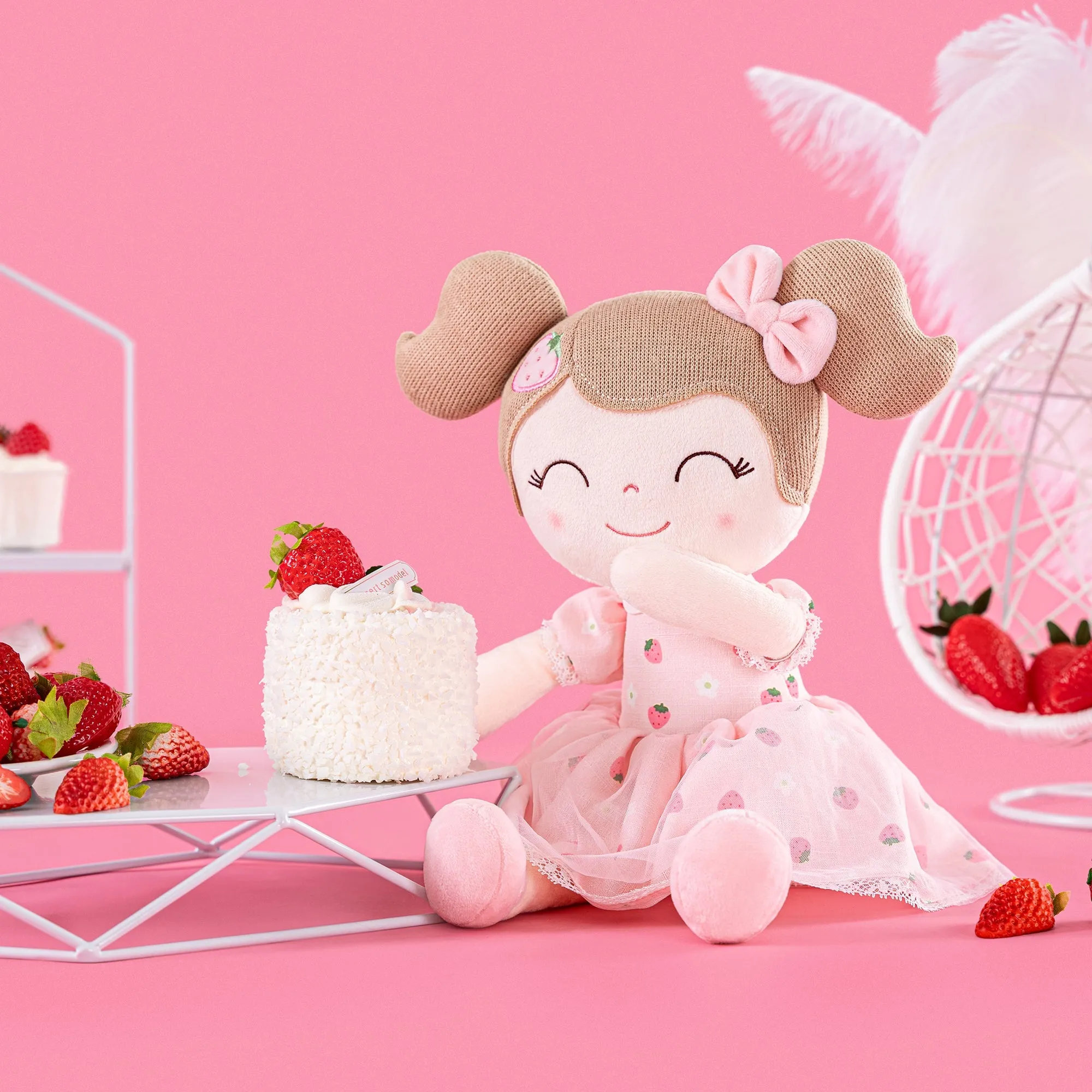 Gloveleya 9-inch Personalized Fruit Dolls Backpacks Strawberry