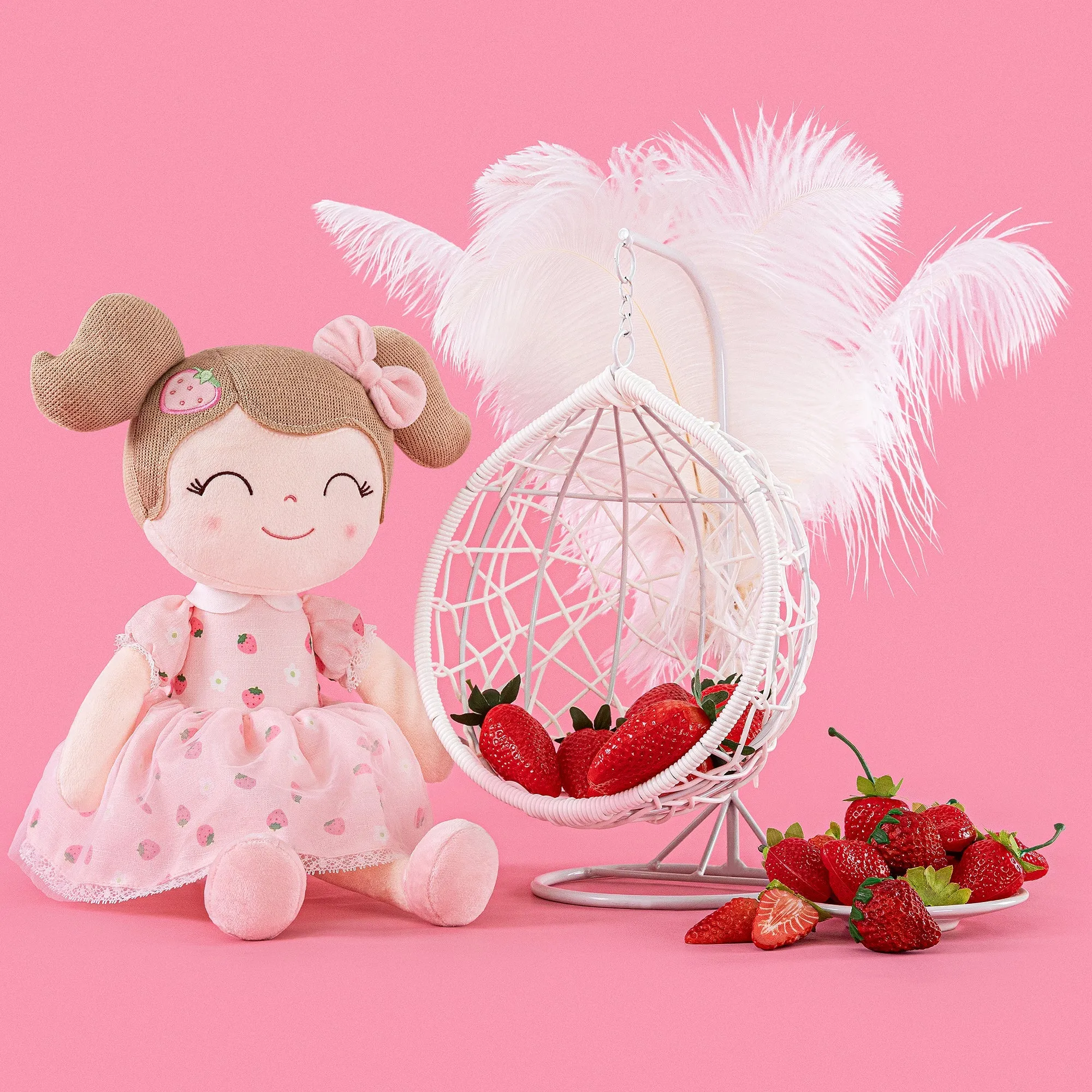 Gloveleya 9-inch Personalized Fruit Dolls Backpacks Strawberry
