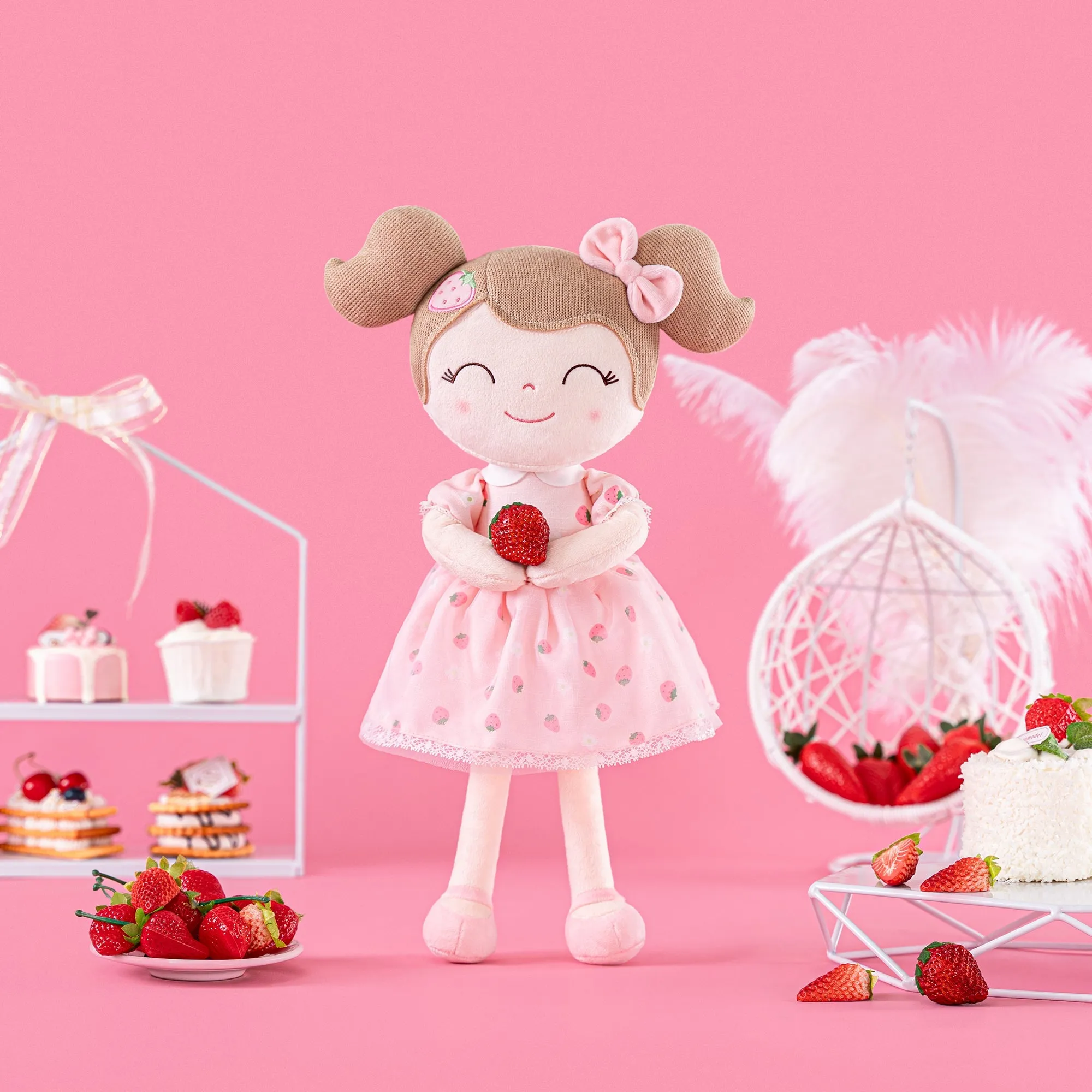 Gloveleya 9-inch Personalized Fruit Dolls Backpacks Strawberry