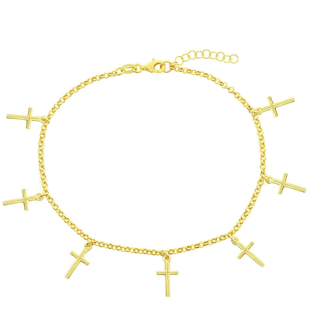 Gold Cross Shaker Anklet
