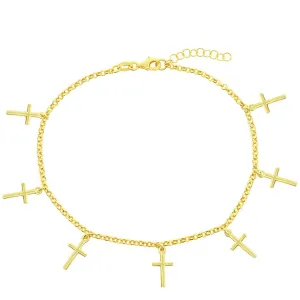Gold Cross Shaker Anklet