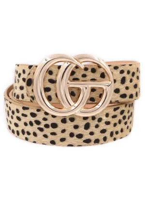 Gold Double G Leopard Spot Faux Fur Belt