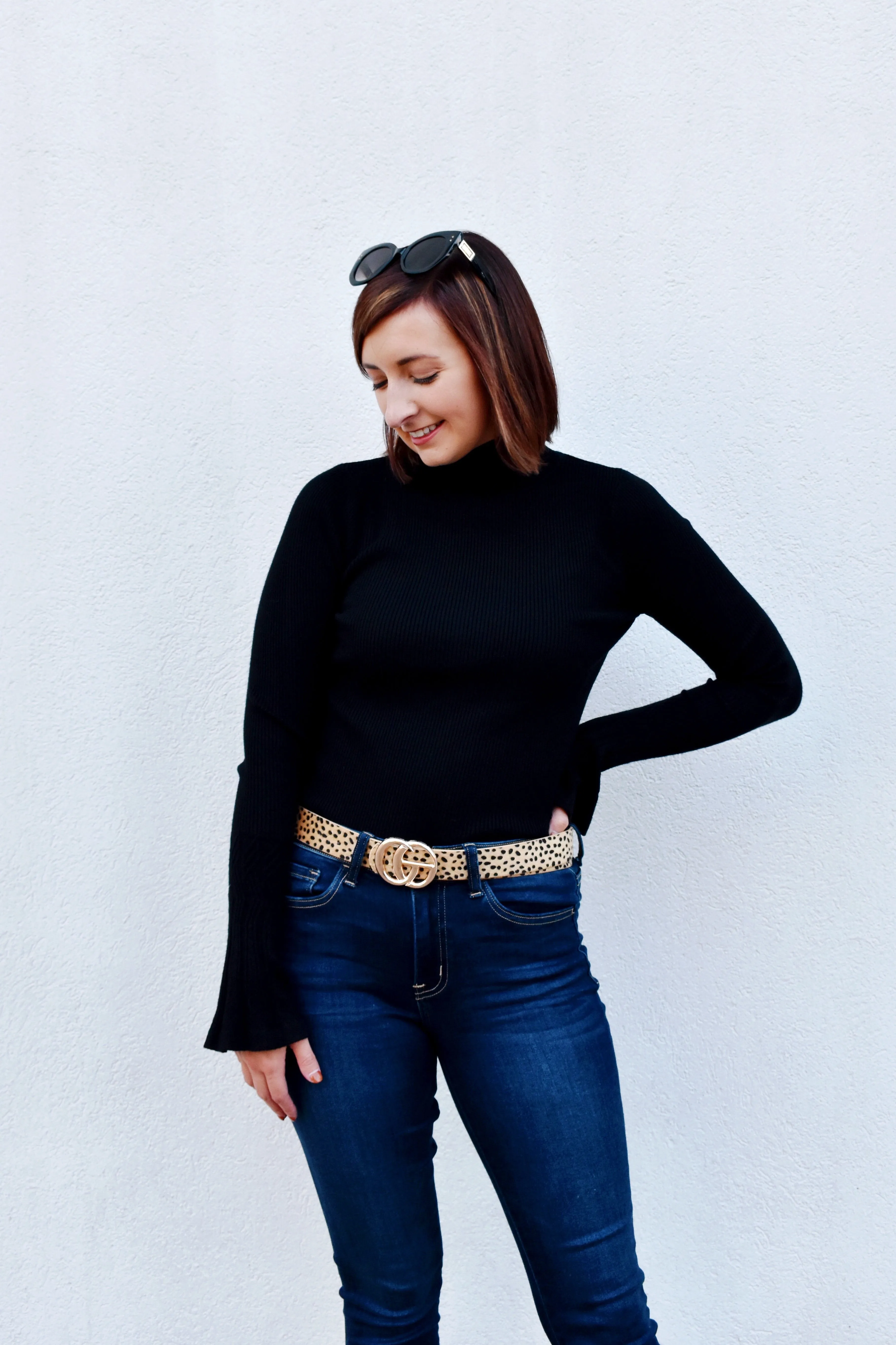 Gold Double G Leopard Spot Faux Fur Belt
