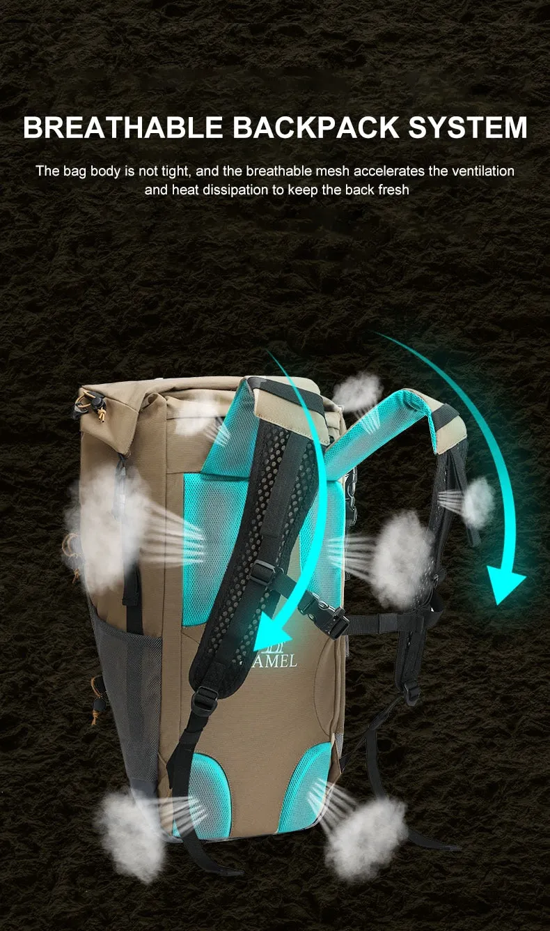 Gold mountaineering bag outdoor hiking bag waterproof men's camping backpacks large capacity