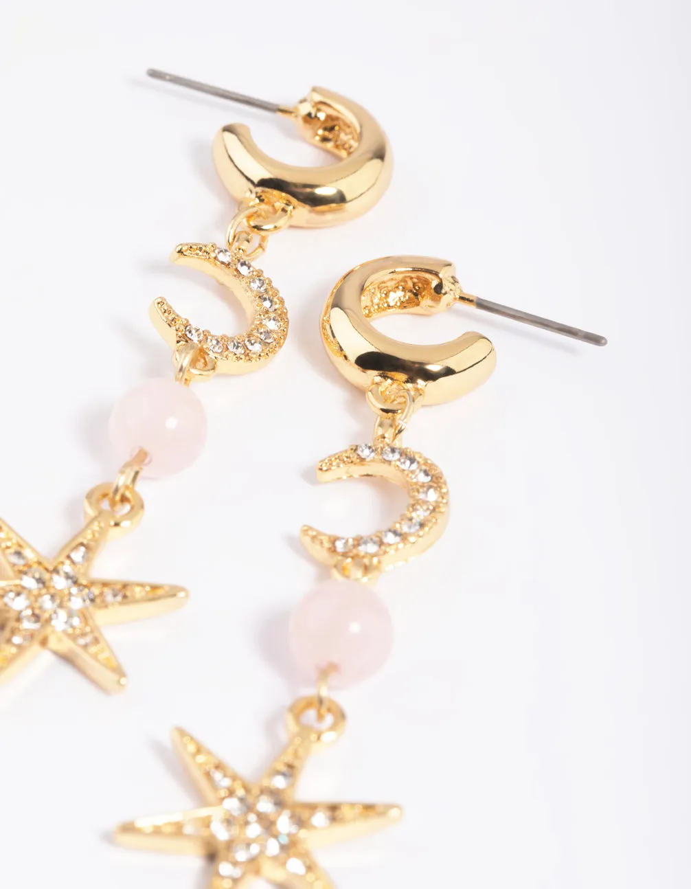 Gold Plated Semi-Precious Celestial Drop Earrings