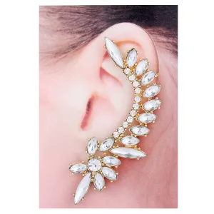 GOLD WHITE CRYSTAL EAR CUFF  #FW1404801 (HF3/AH5)