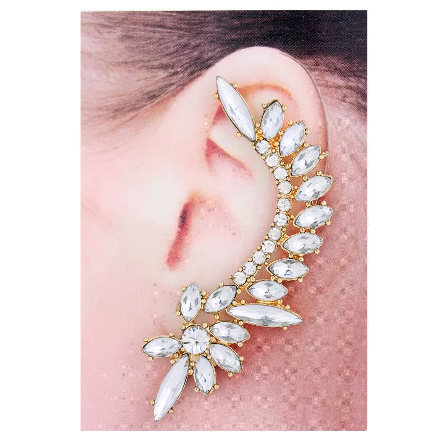 GOLD WHITE CRYSTAL EAR CUFF  #FW1404801 (HF3/AH5)