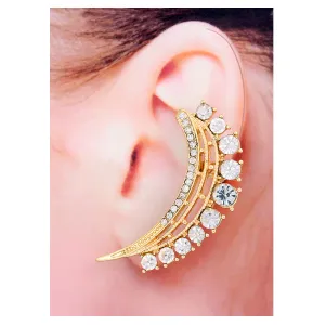 GOLD WHITE CRYSTAL EAR CUFF  #FW14048036 (HB10/AG3)