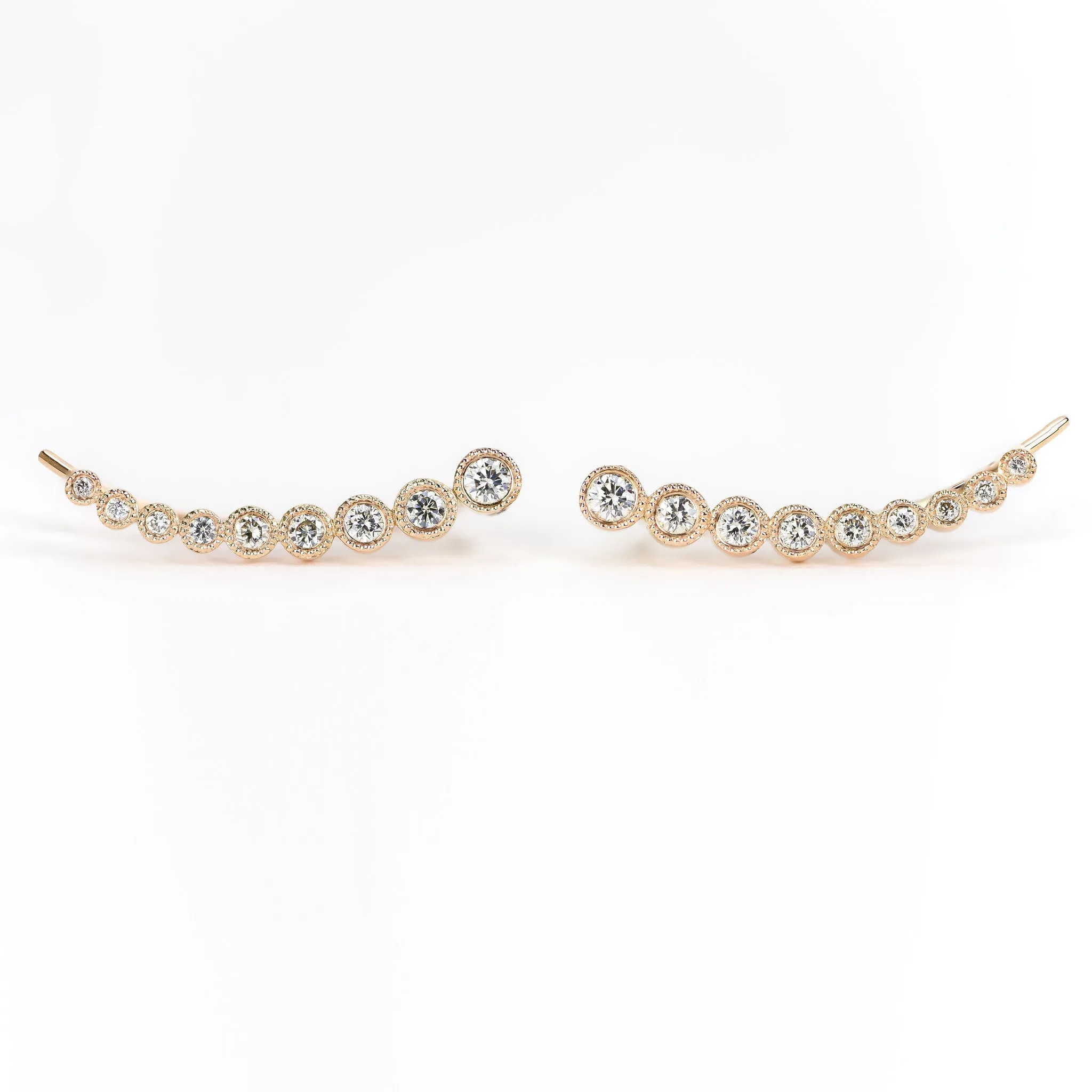 Graduated Diamond Bezel Ear Cuffs