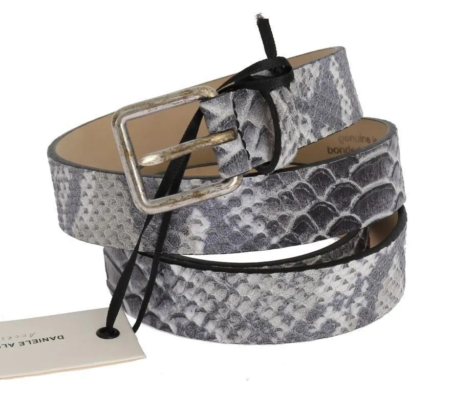 Gray Leather Silver Buckle Belt