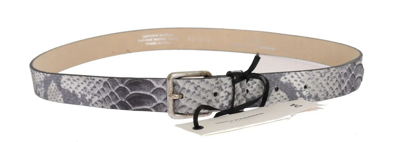 Gray Leather Silver Buckle Belt