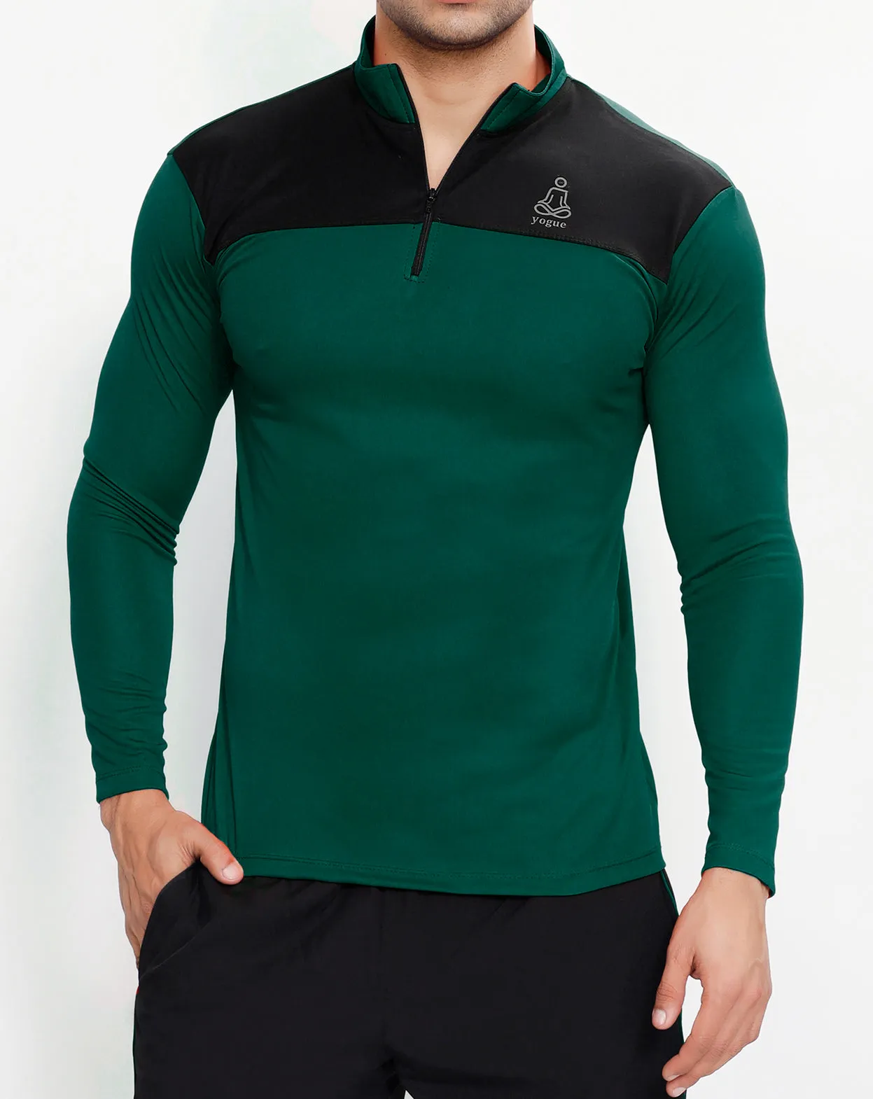 Green Black Half Zipper