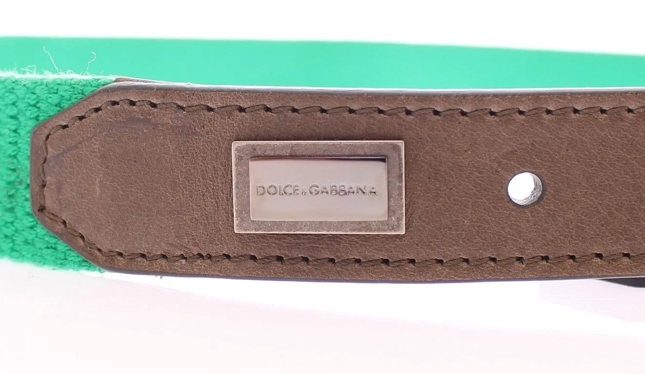 Green Leather Logo Belt