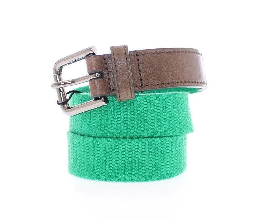 Green Leather Logo Belt