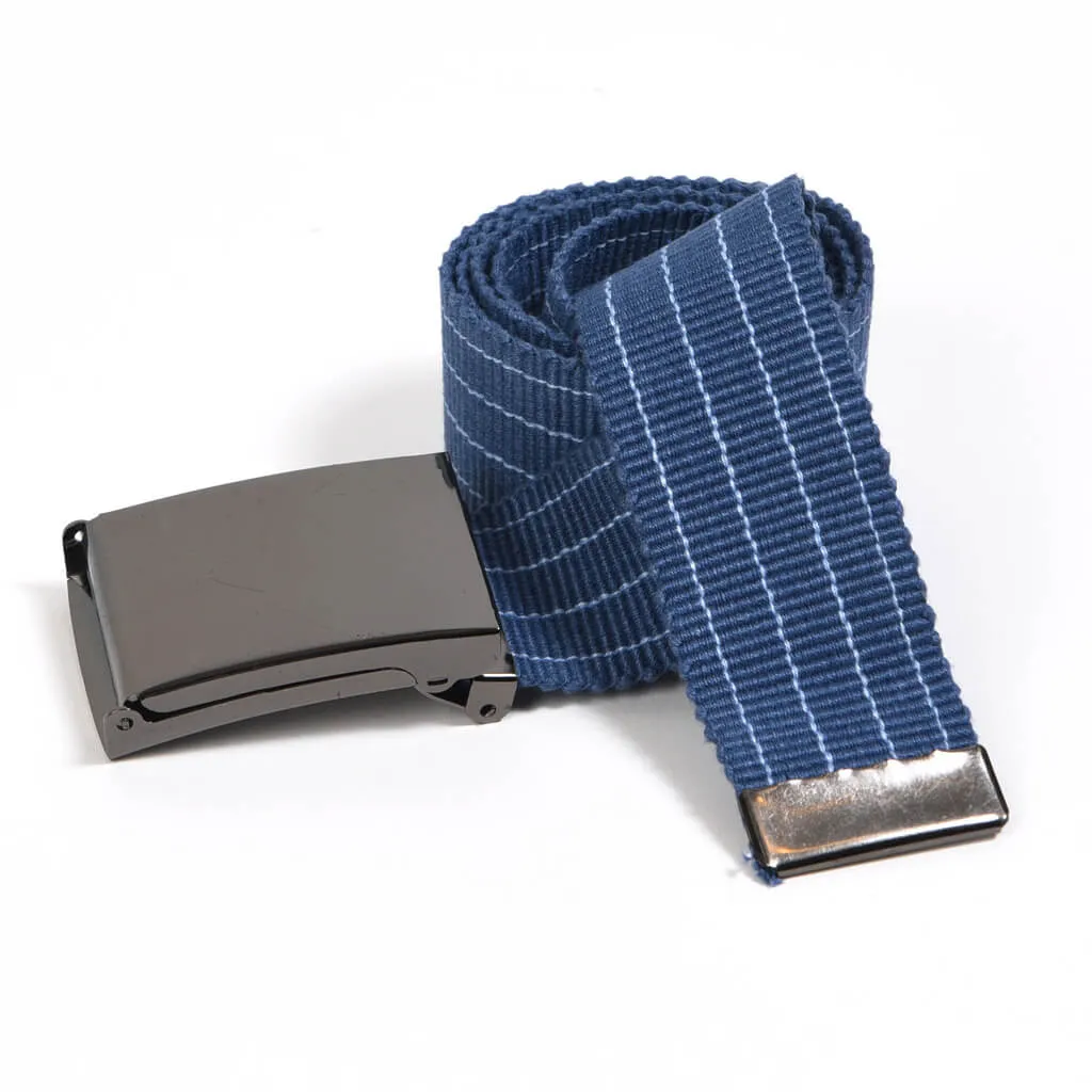 Guatemala hand woven Men's Canvas Belts | Gray Blue & Light Blue Pinstripe