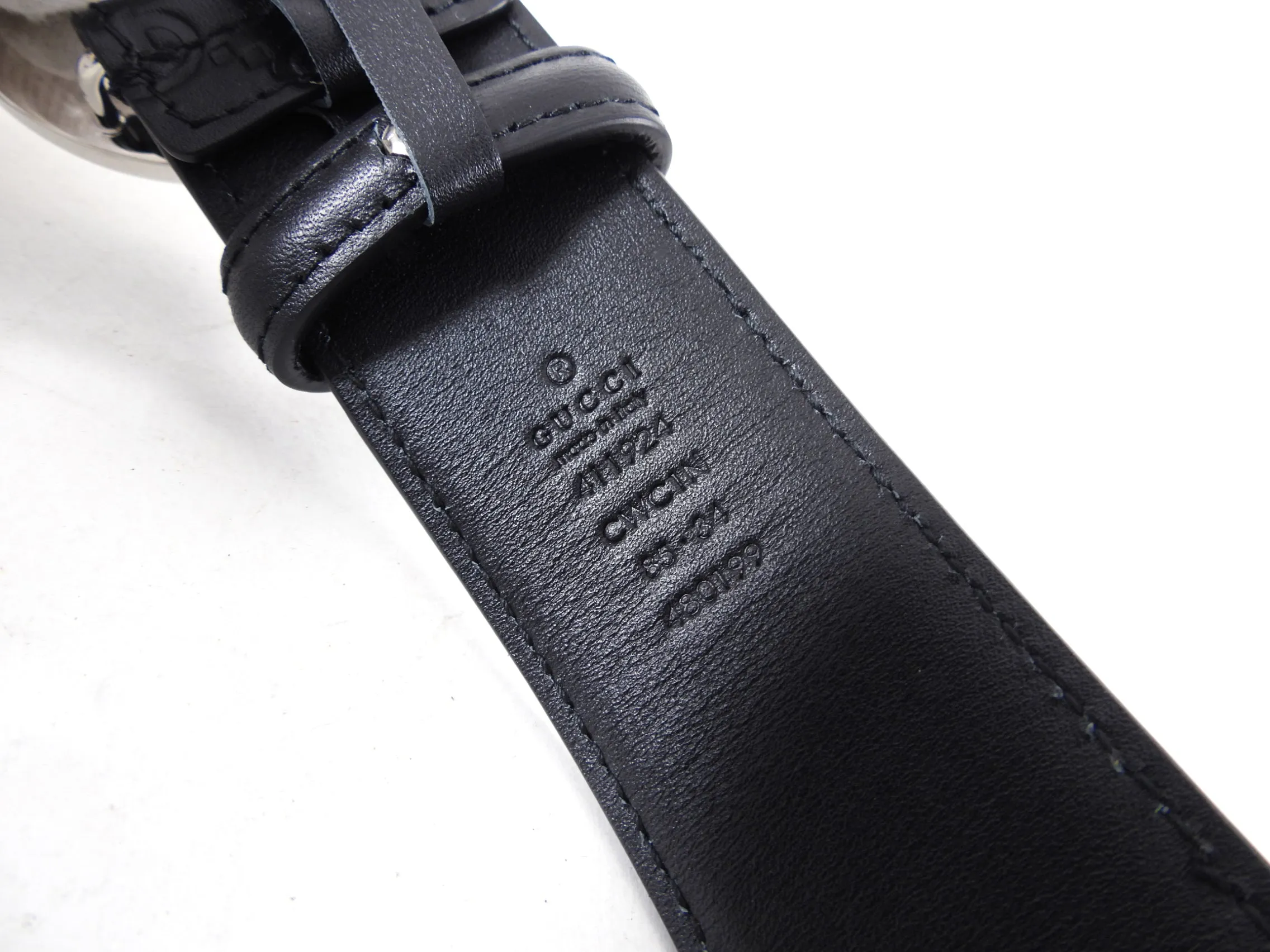 Gucci Black Guccissima Signature Monogram GG Buckle Belt - 85 / 34