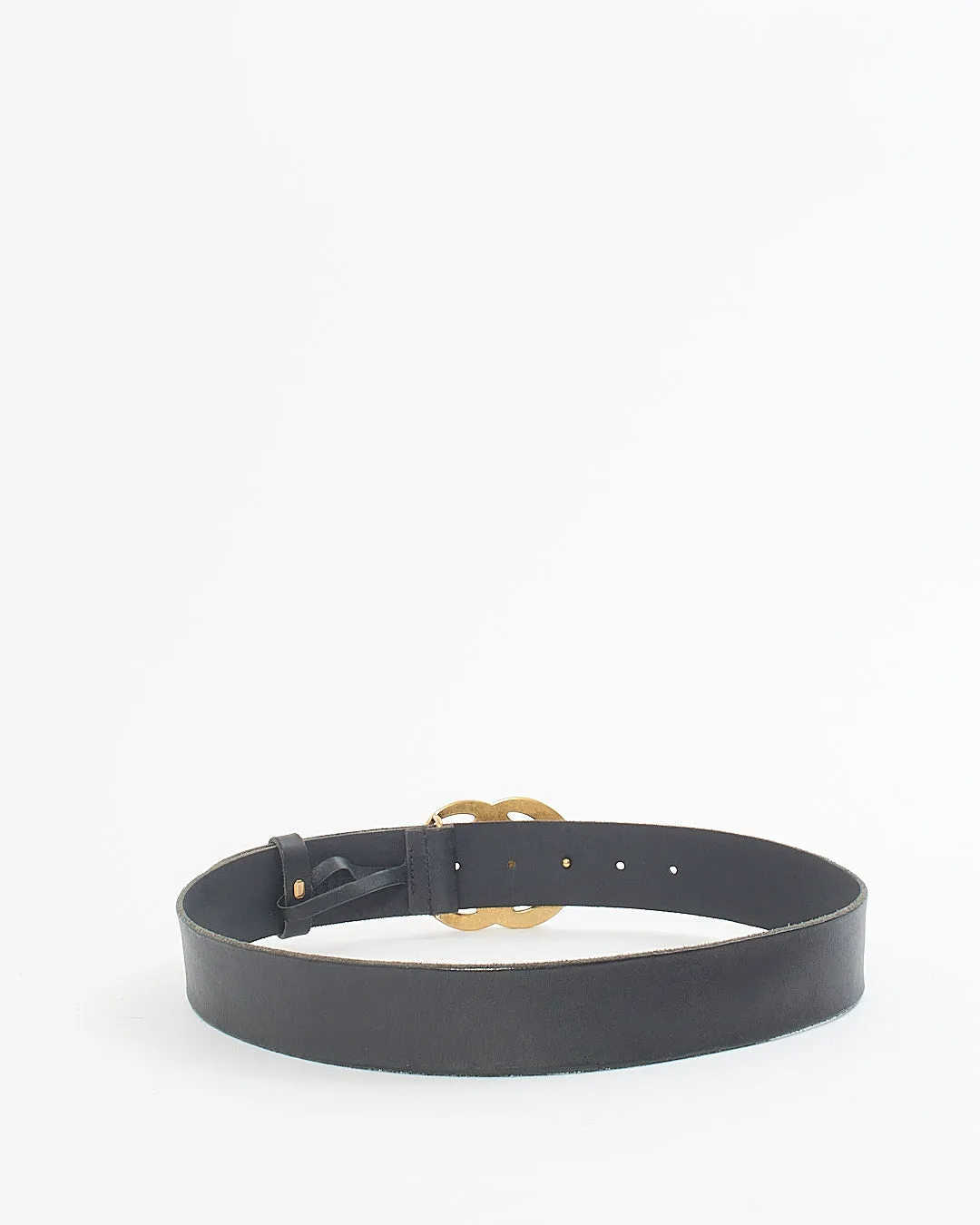 Gucci Black Leather Double G Buckle Marmont Belt - 80/32